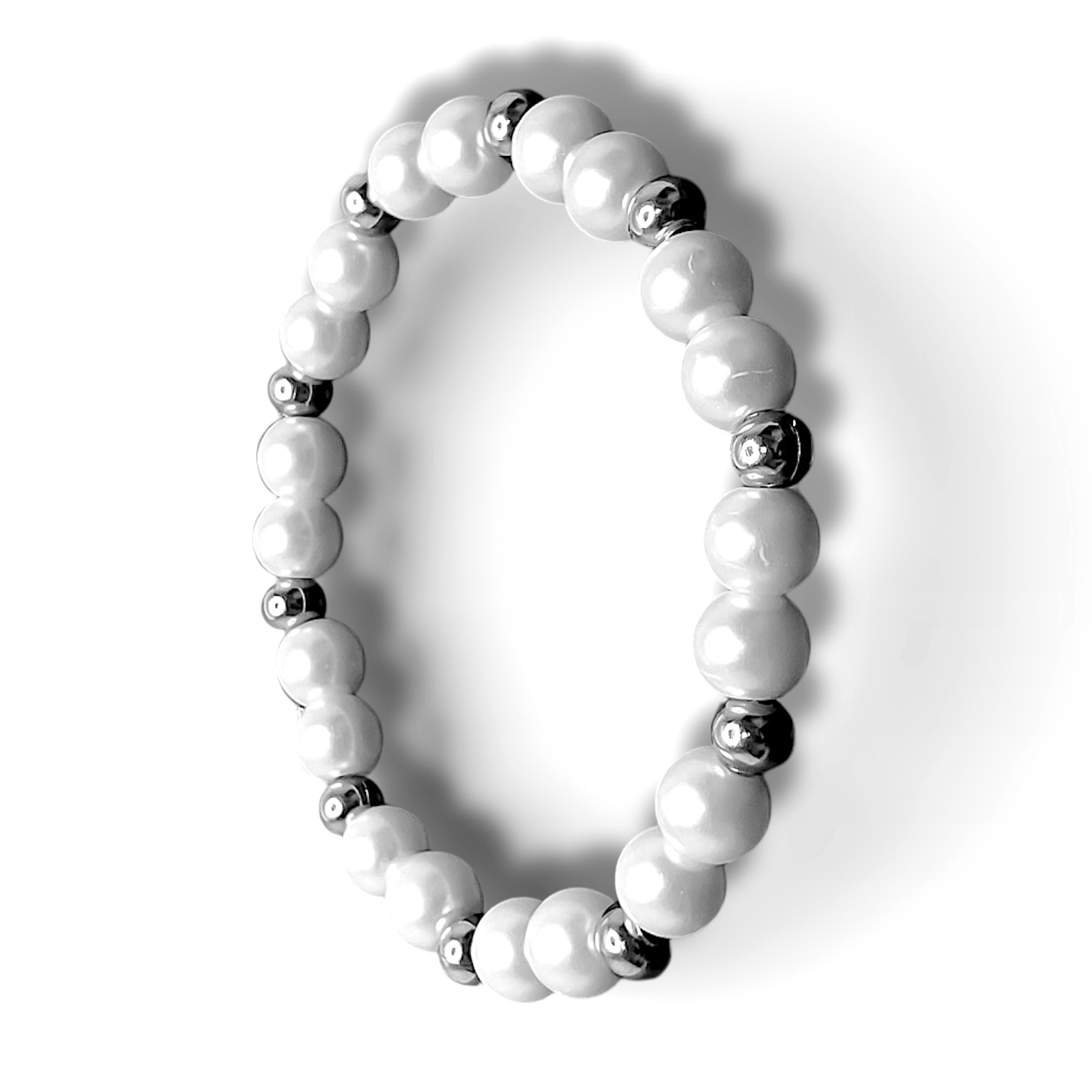 Pulsera de perlas con separadores plateados Hefesto - Imagen 2